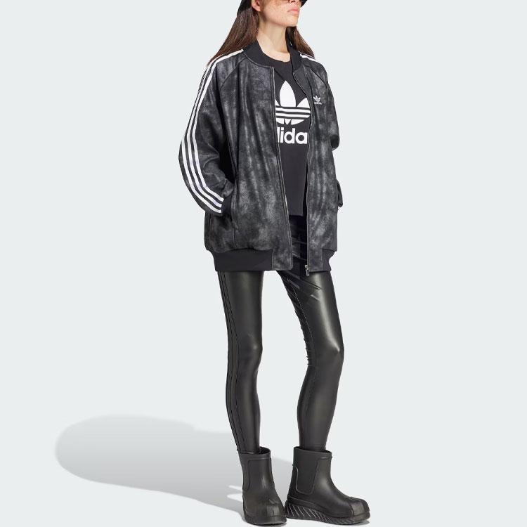 Adidas Originals Premium Sst Luxe Track Top Tie-Dye Full Print Striped Color Block Sports Jacket Women Jacket Black IY8054