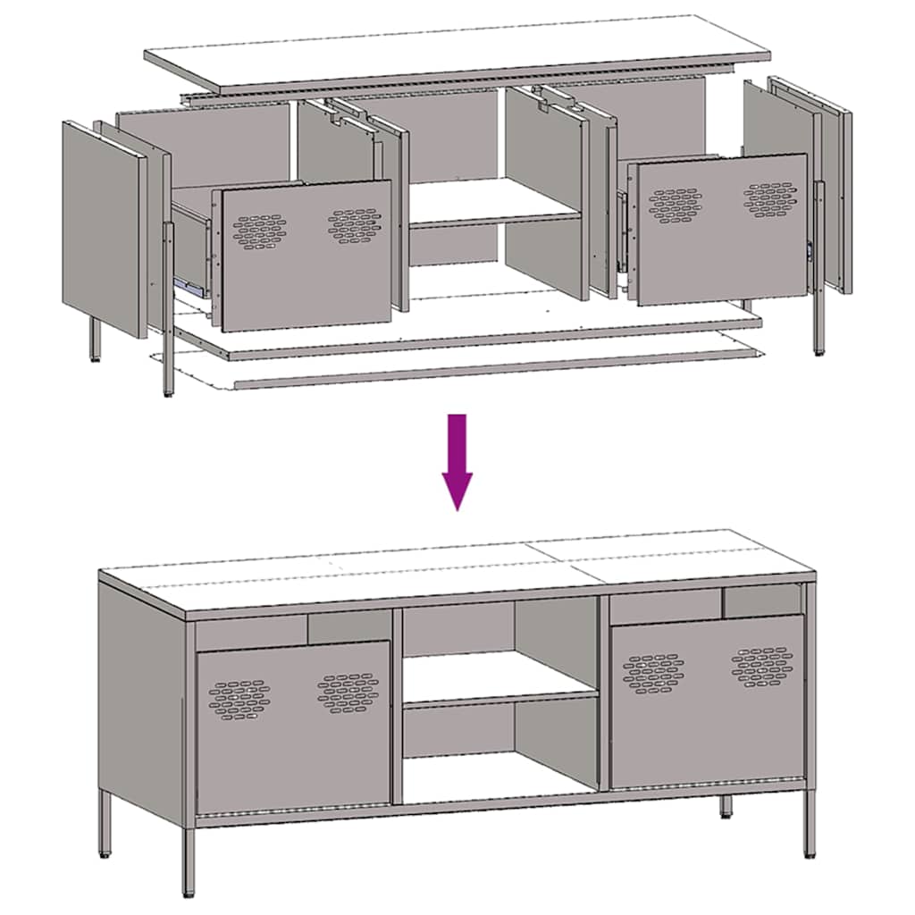 TV Cabinet Mustard Yellow 101.5 X 39 X 43.5 Cm Cold Rolled Steel