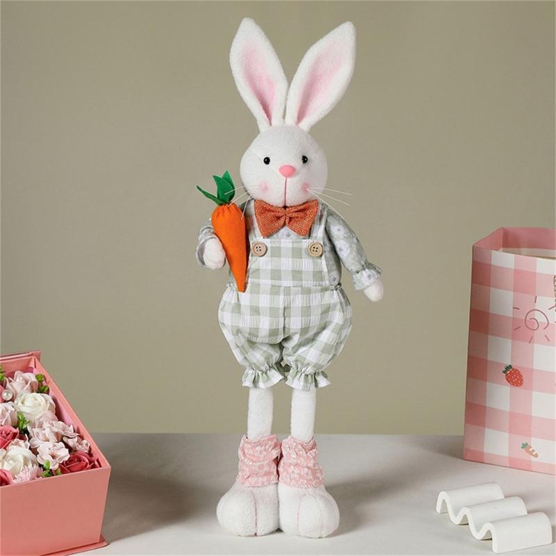 Spring Countrysides Rabbit Decoration Adjustable Long Legged Easter Rabbit House Accessories Office Desk Decoration