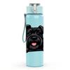 1PC Black Pug Dog Smiling Cartoon Print 750ml Color Plastic Sports Water Bottle Leakproof Flip Straw Lid Suitable for Sports Office Home Use