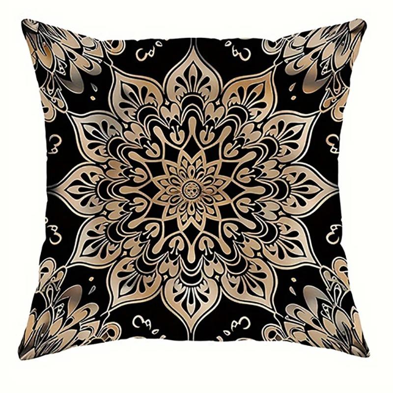 Black And Gold Floral Pillowcase Designsuitable For Sofa Car Bedroom Decorative Cushion Cover Pillow Cover