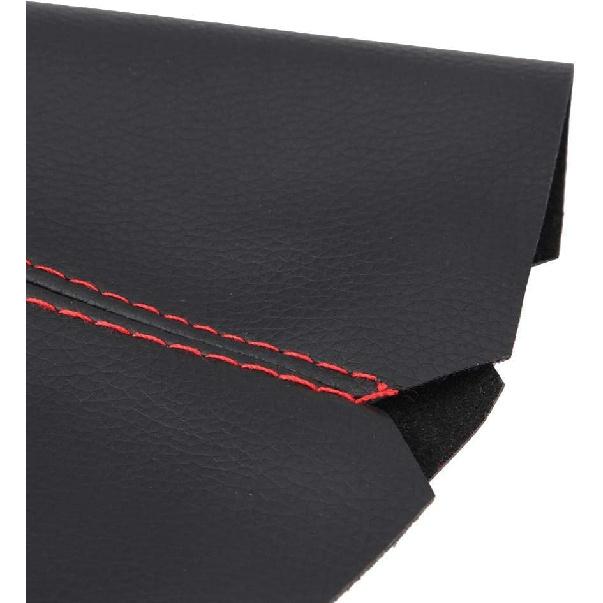 Shifter Boot Universal, PU Leather Shift Boot Retainer Stick Shift Sleeve Gear Shifter Boot Gear Gaiter Cover Black Bright Red Stitch