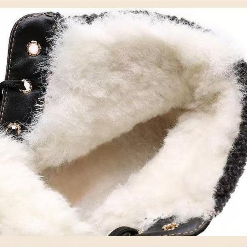 Fashion Women's Winter Low Heels Snow Boots With Fur Warm Winter Shoes Woman Ankle Booties Botas Mujer Platform Ladies Footwear Female