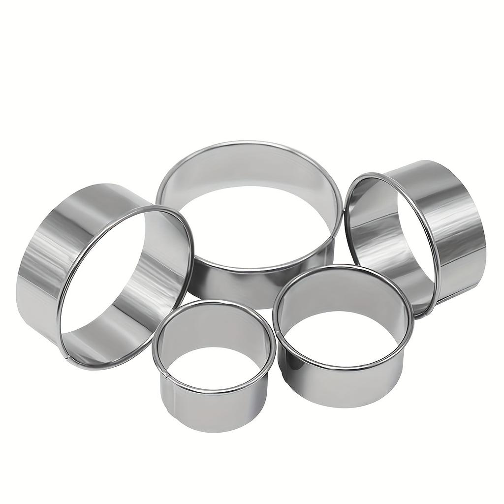5pcs/Set Stainless Steel Dumpling Molds, Round DIY Wonton Skincutting Molds, Baking Biscuits Molds for Kitchen Use