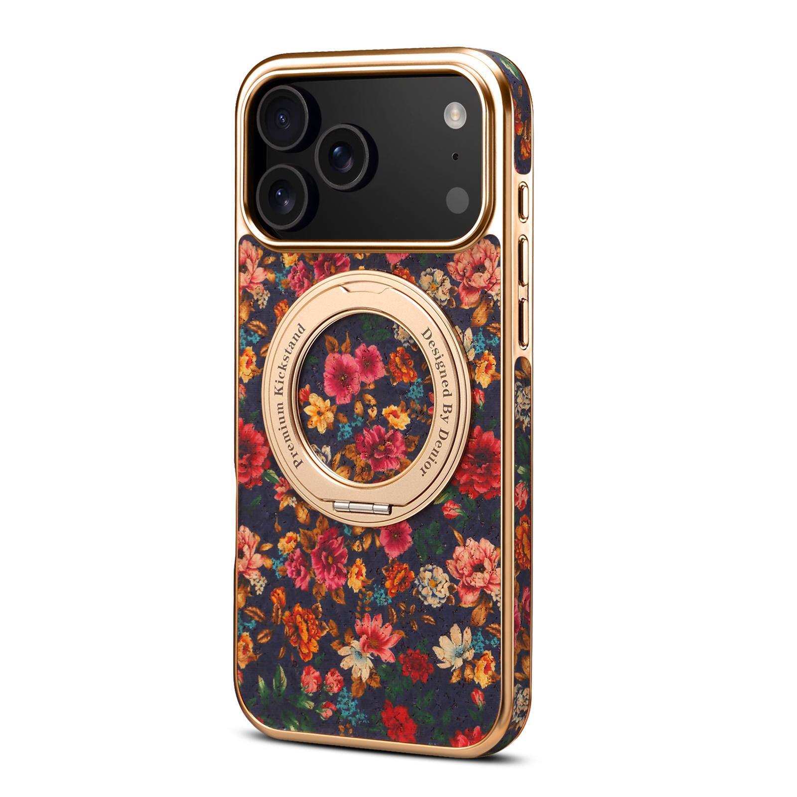 

Electroplate Case for Huawei Mate 80 Pro Max Mate70 Pro Plus Stand Magnetic Flower Design Cork Fabric Synthetic PU Leather Cover Huawei Mate 70 Pro фіолетовий