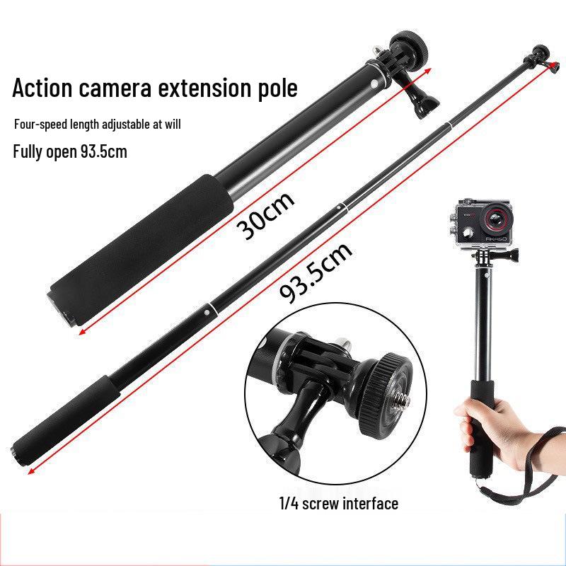 Telescopic Extension Pole for GoPro Hero10/9/8, Yi Action Cam, & Mobile Phone Live Streaming