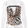 European and American style women's summer new sexy leopard print off-shoulder strapless strapless tank top with inner layers