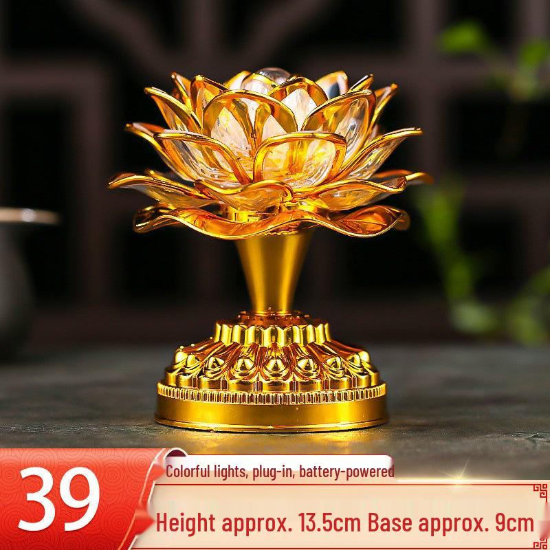 LED Seven-Colored Lotus Buddha Lamp - Rechargeable Guanyin Offering Light