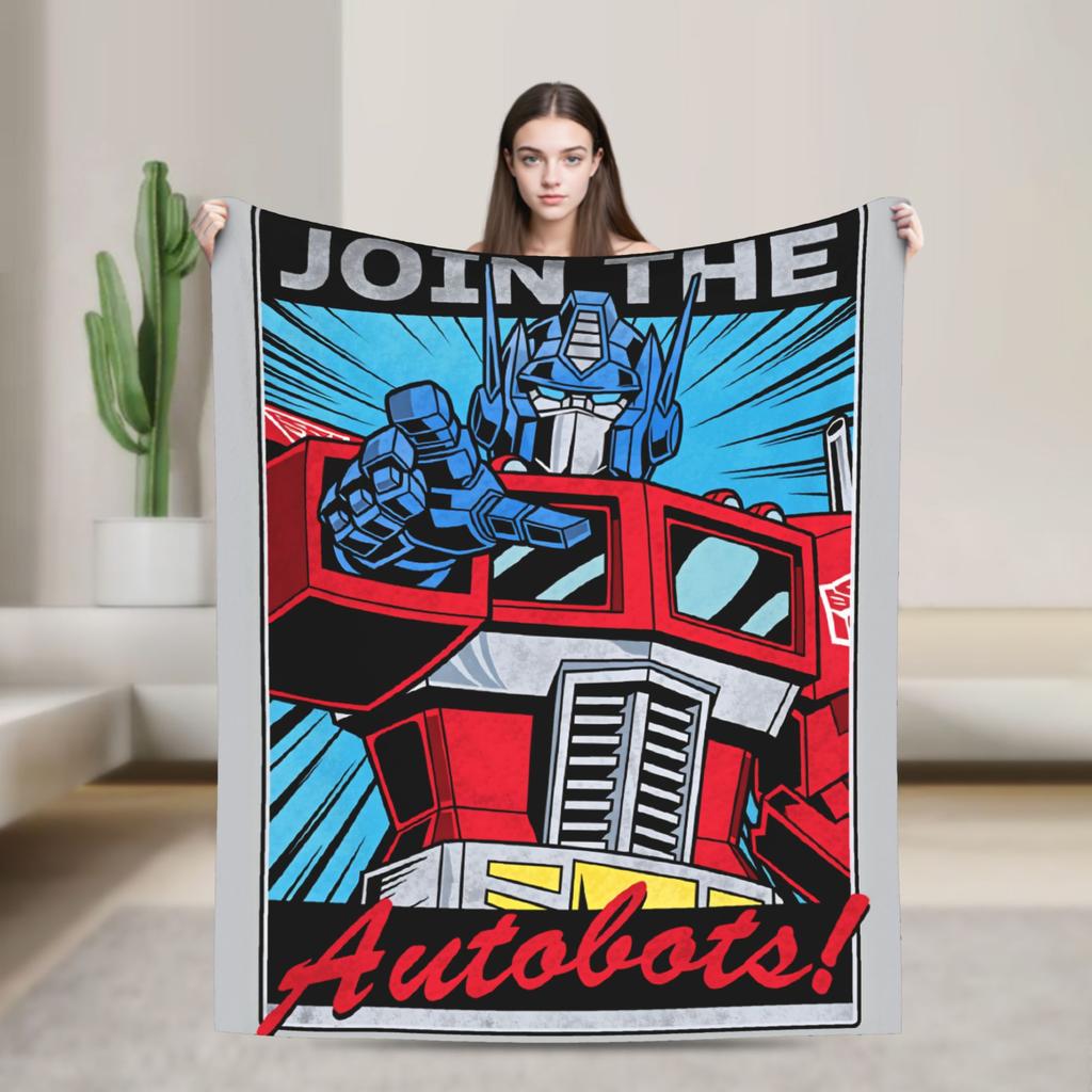Cartoon T-Transformers Autobots Blankets Anime Super Soft Fluffy Plush Bedding Throws For Couch Bed Flannel Bedspread Bed Cover