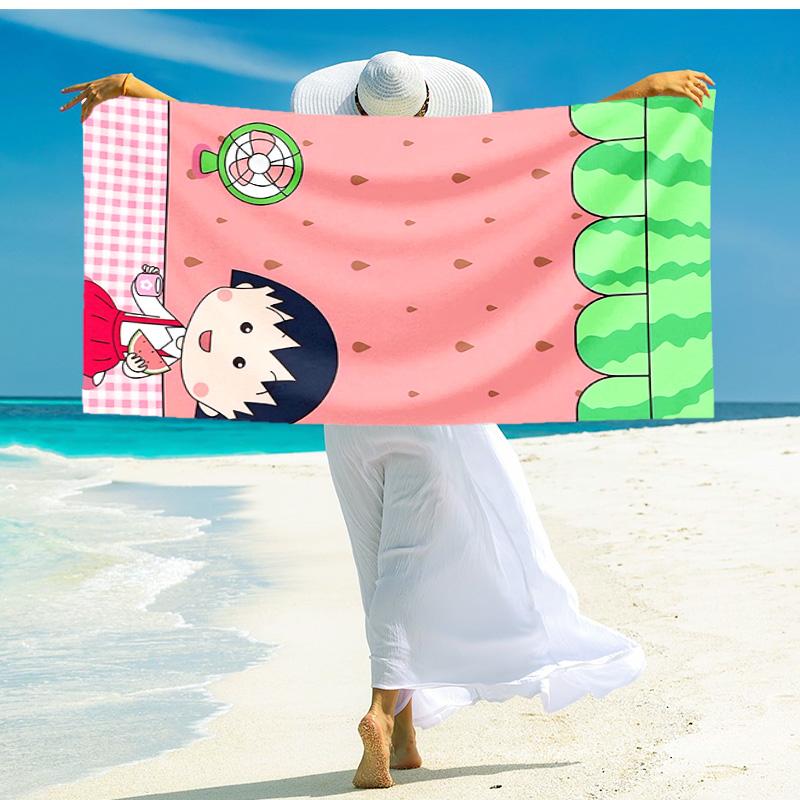 1pc Chibi Character Adventure beach towel,quick drying absorbent beach towel,outdoor sports swimming beach towel,Soft and comfortable Y7288