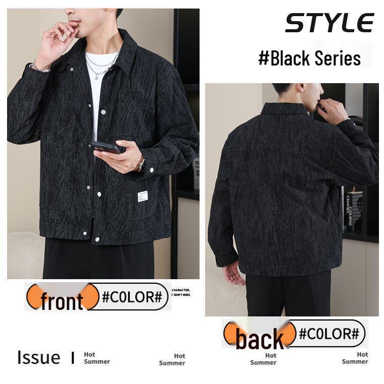 

2025 Men s Autumn Lapel Jacket: Trendy Outdoor Casual Workwear Coat M for 90-115 jin