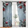 Set Of 2 Christmas Decorative Pattern Printed Curtains Window Decorations Home Room Made Polyester