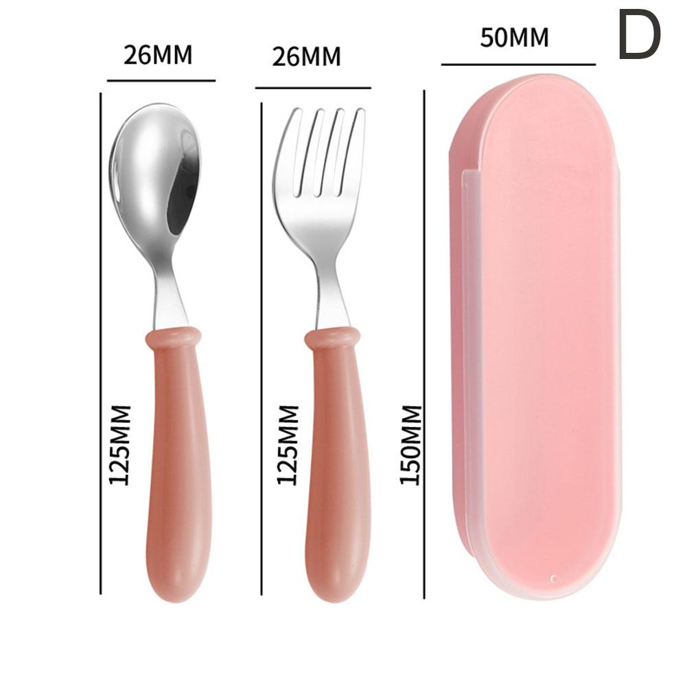 Cartoon 304 Steel Children's Spoon Fork Baby Baby Feeding Spoon Set Eating Training P H2L1