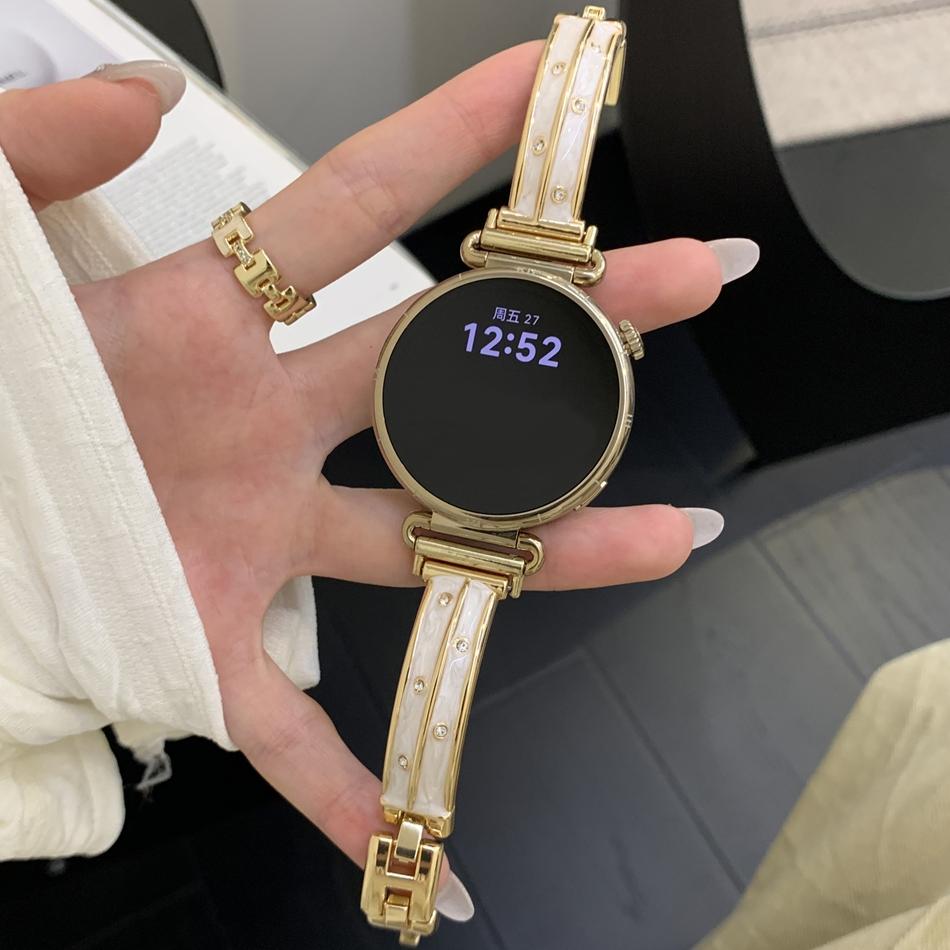 

18/20/22 мм Ремешок для часов для Samsung Galaxy Watch 8/7/4 6 Classic 5 Pro Алмазная эпоксидная смола Металлический браслет для Amazfit GTS 18MM