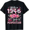 80 gadus vecs, ražots 1946. gadā, ar ziedu rakstu, 80. dzimšanas dienas T-krekls sievietēm, unisex T-krekls