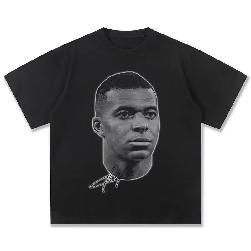Stars Male And Female Mbappe Printed Short Sleeved Tshirt Casual Loose Cotton Round Neck Brand American Trend Street Tshirt