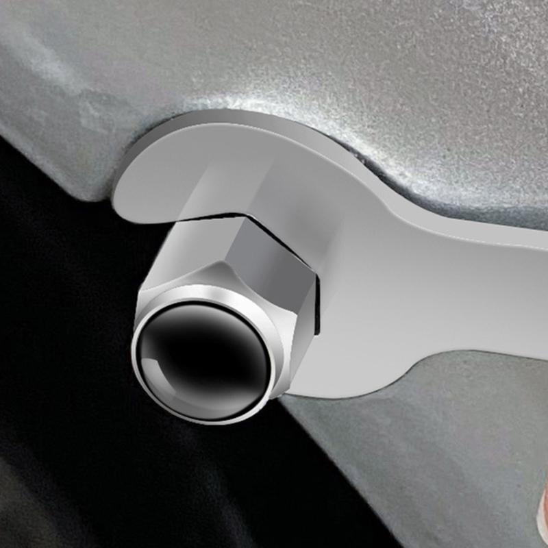 5pcs Metal Tire Valves Caps Corrosion Resistant Caps Hexagonal Designs Dust Proof Rubber Seal for Car & Motorcycles