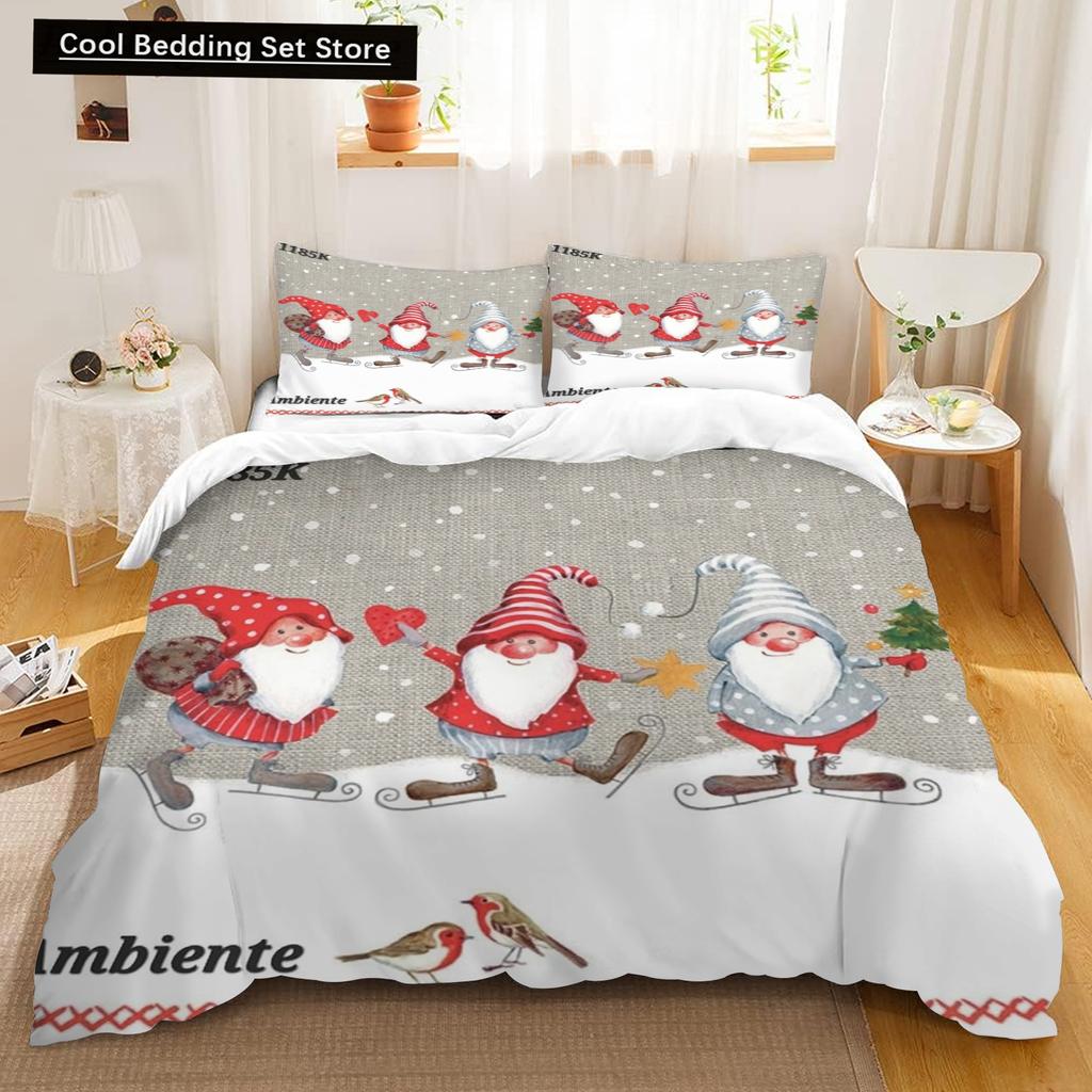 Comforter Christmas Snowman Cartoon Kids Lightweight 3D Printing Bedding Set 2/3 Piece Bedding Set For Kids Adult Gift