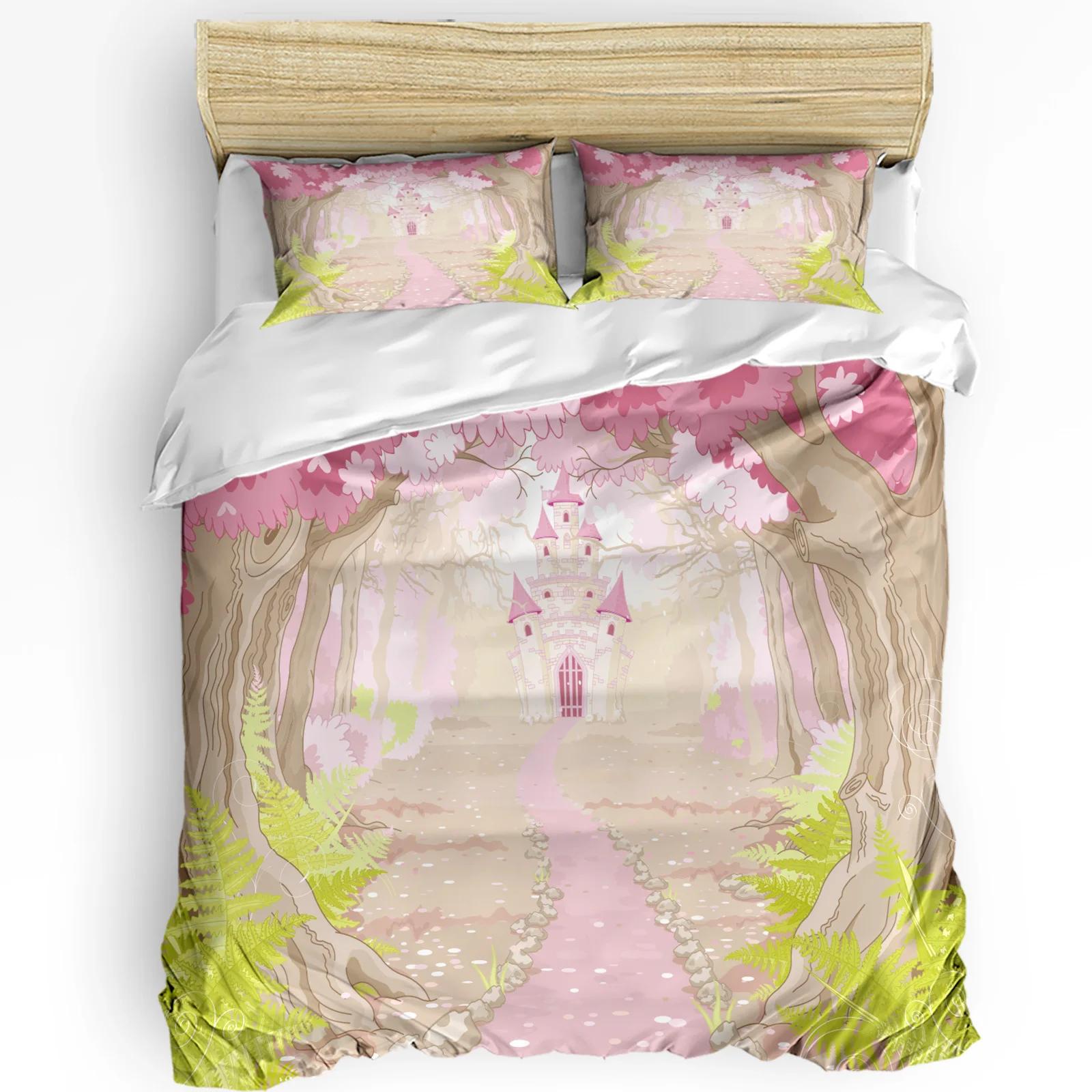 

Pink Palace Chandelier Pillars Duvet Cover 3Pcs Bedding Set Home Textile Quilt Cover Pillowcases Bedroom Bedding Set No Sheet EU single(135x200cm)