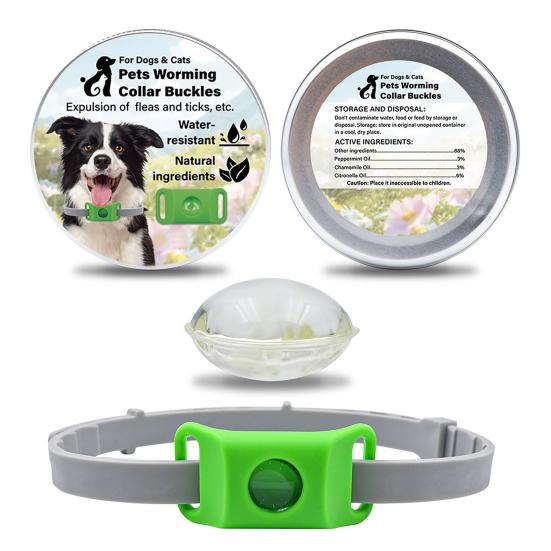 Flea Prevention Tag for Dogs Natural Ingredients Tick Repellent Tag Waterproof Collar Tag with 2 Refills Adjustable for Small Medium And Large Dogs