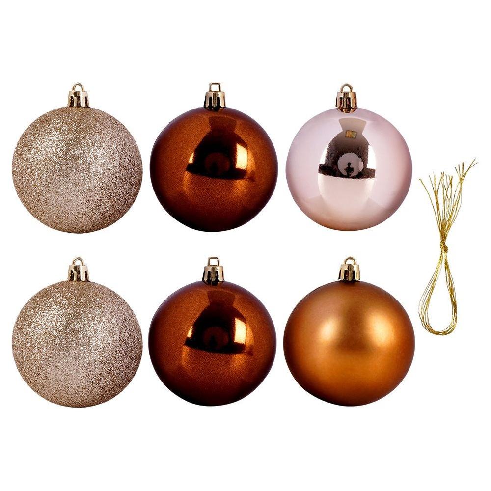 Shatterproof pink Christmas tree baubles 6 cm 9 pcs.