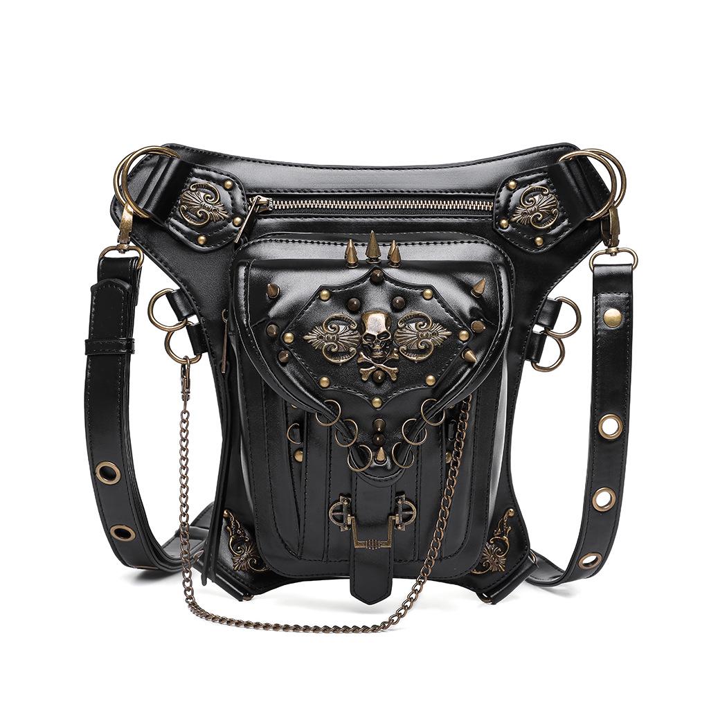 Steampunková retro motocyklová crossbody a ledvinka s nýty
