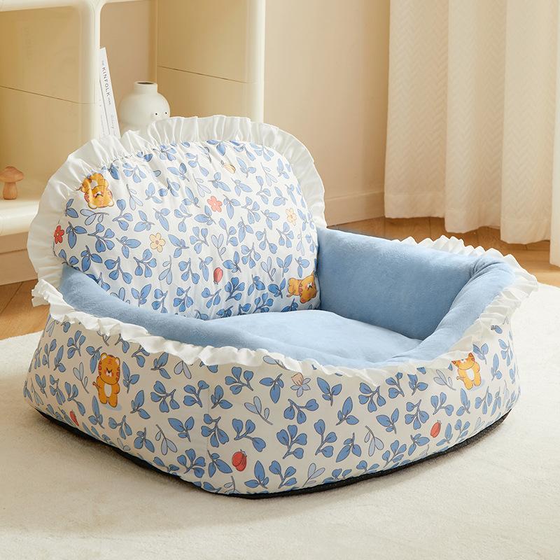 

2025 Осень и зима Новый продукт питомник универсальный на все времена года съемный и моющийся диван для кошек кровать для собак товары для животных S синий