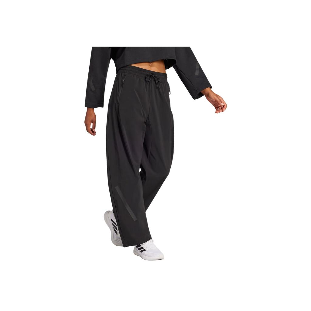 Adidas Comfortable Breathable Mid-Rise Drawstring Casual Pants Women Bottoms Black JP4197