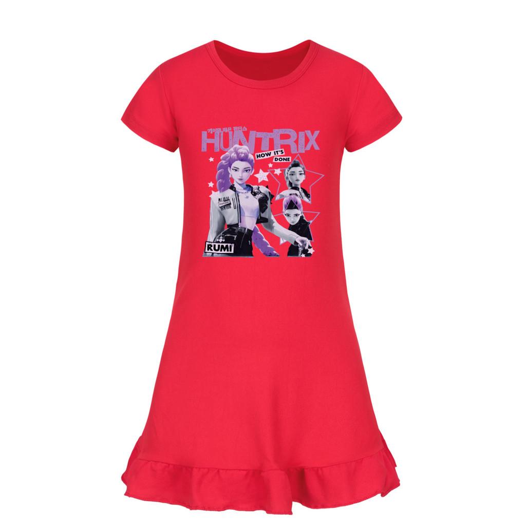 5105 Dziewczęca Sukienka Mira Zoey Rumi z Nadrukiem, Falbankami i Krótkim Rękawem, Codzienna