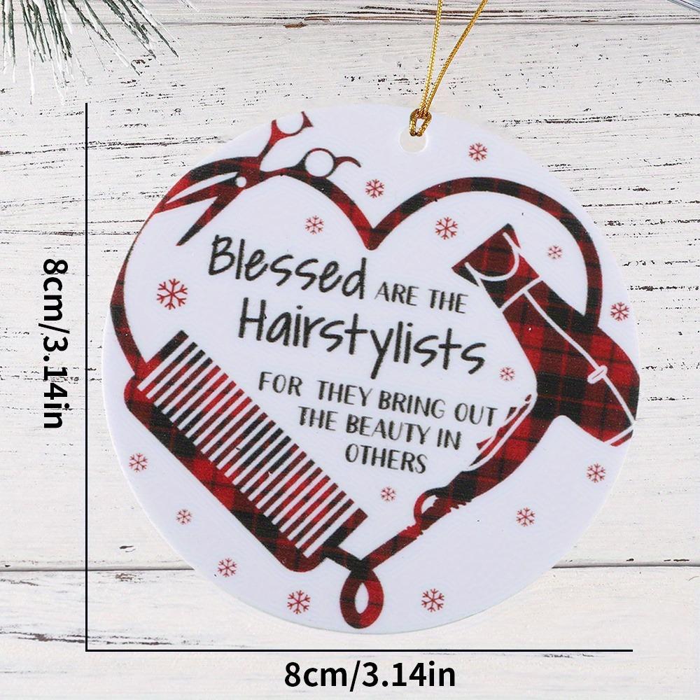 Hair dryer & comb pendant, a round wall and window gift for hairdressers.