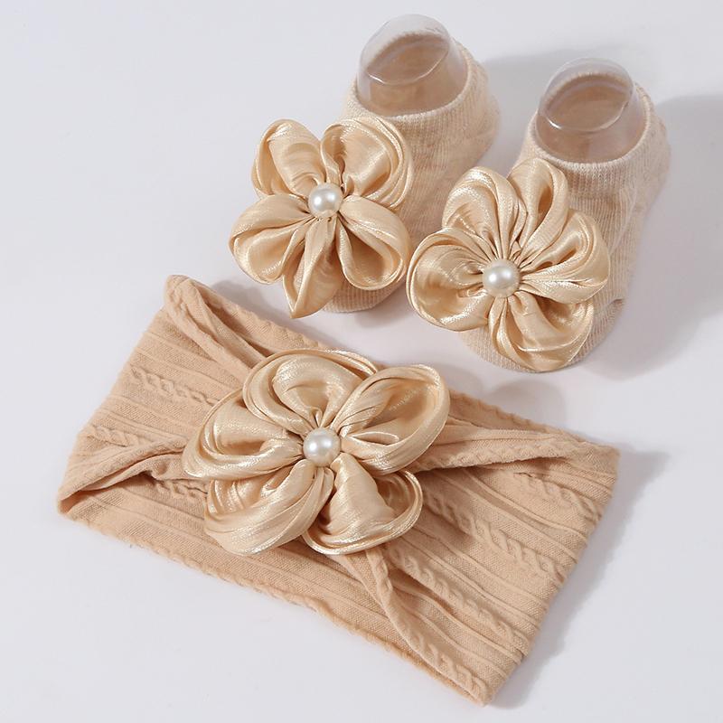 2Pcs/Set Lace Flower Baby Girl Socks Headband Set Kids Cotton Boat Socks Hair Bands Newborn Sweet Princess Hair Accessories