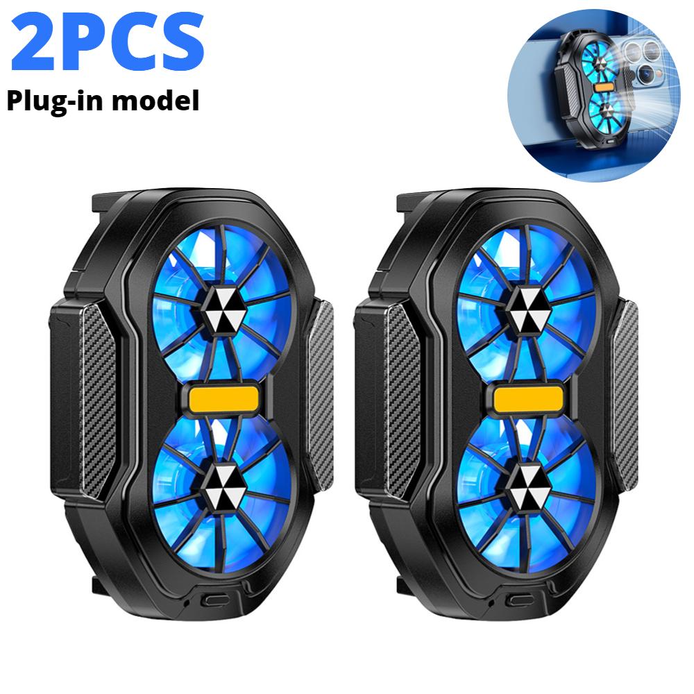 1/2pcs FS01 Dual Fan Mobile Phone Cooler Type-C Cell Phone Cooling Fan Plug-in Rechargeable Mobile Phone Radiator for Gaming