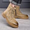 Fashion Men's Fashion Genuine Leather Boots Autumn Winter Shoes Outdoors Tooling Work Boot Vintage Handsome High Platform Desert Botas