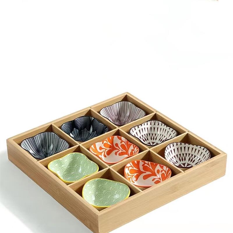 ZISIZ Two-Compartment Bamboo Serving Trays