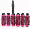 6pcs/set Rolling Hair Comb Removable Heat Conduction Rolling Brush Round Barrel Blowing Curling DIY Hairdressing Styling Tools