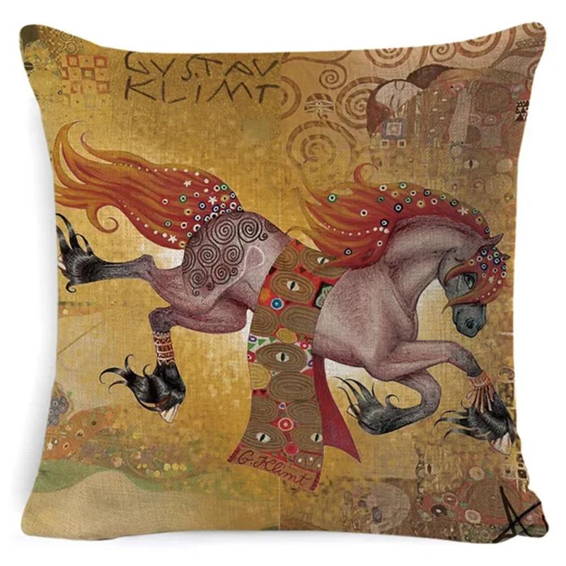 Gustav Klimt Painting Cushion Cover Gold Pattern Print Pillow Cover Throw Pillowcase Decorative For Home S