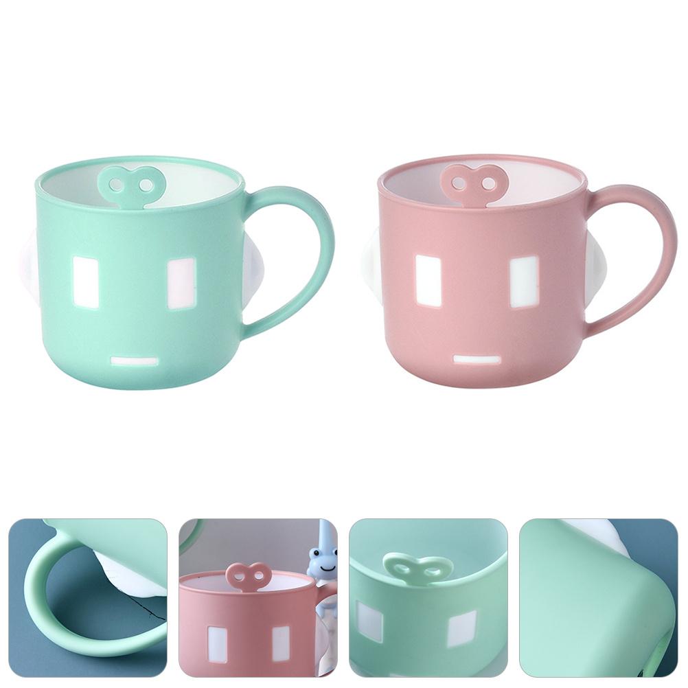 2Pcs Kids Cartoon Toothbrush Cups Antiscald Thickened PP Silicone Material Wash Mouthwash Cup Nonfaded Deformresistant