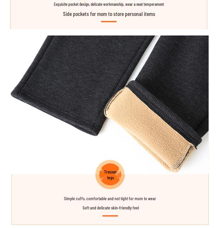 Plus Size Woolen Winter Pants for Women: Stylish, Thick, Warm Straight-Leg Trousers for Middle-Aged and Young Mothers