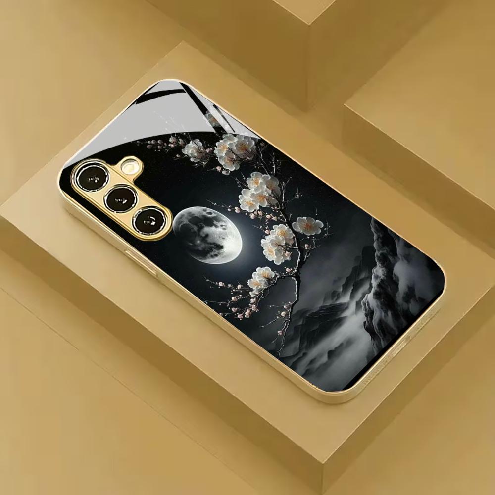 Black flower Phone Case glass phone case for Samsung Galaxy S26 22 23 24 25 PLUS S21 22 23 24 25 ULTRA