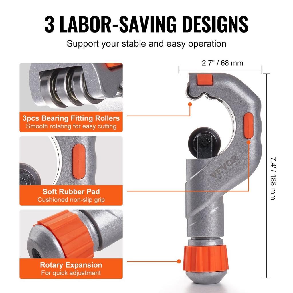 3PCS Tubing Cutter Set Copper Pipe Cutter Mini Tube Cutter Deburring Tool