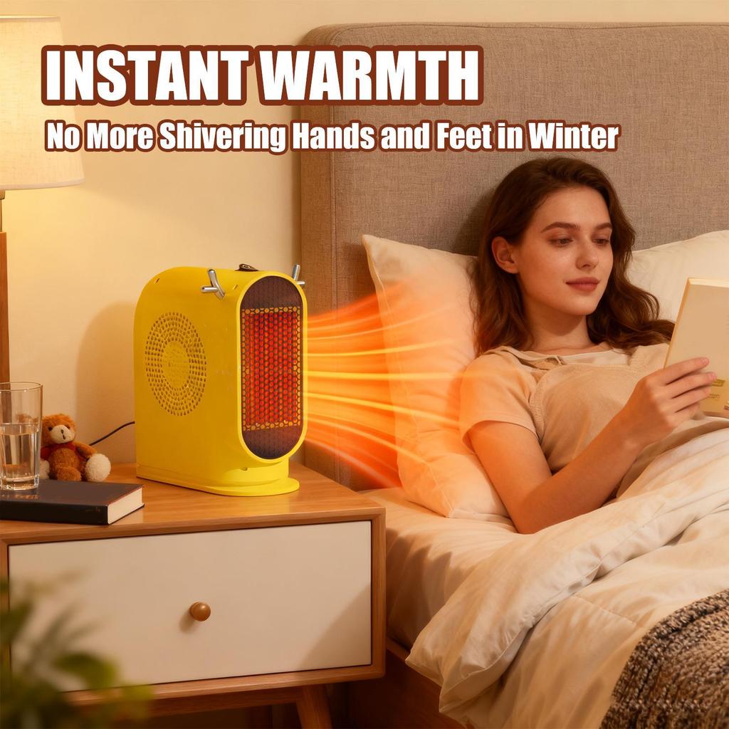 Small Electric Heater Quiet Electric Tip-Over Protection Bedroom Thermostat Portable Space Heater For Indoor Table Shelf Office