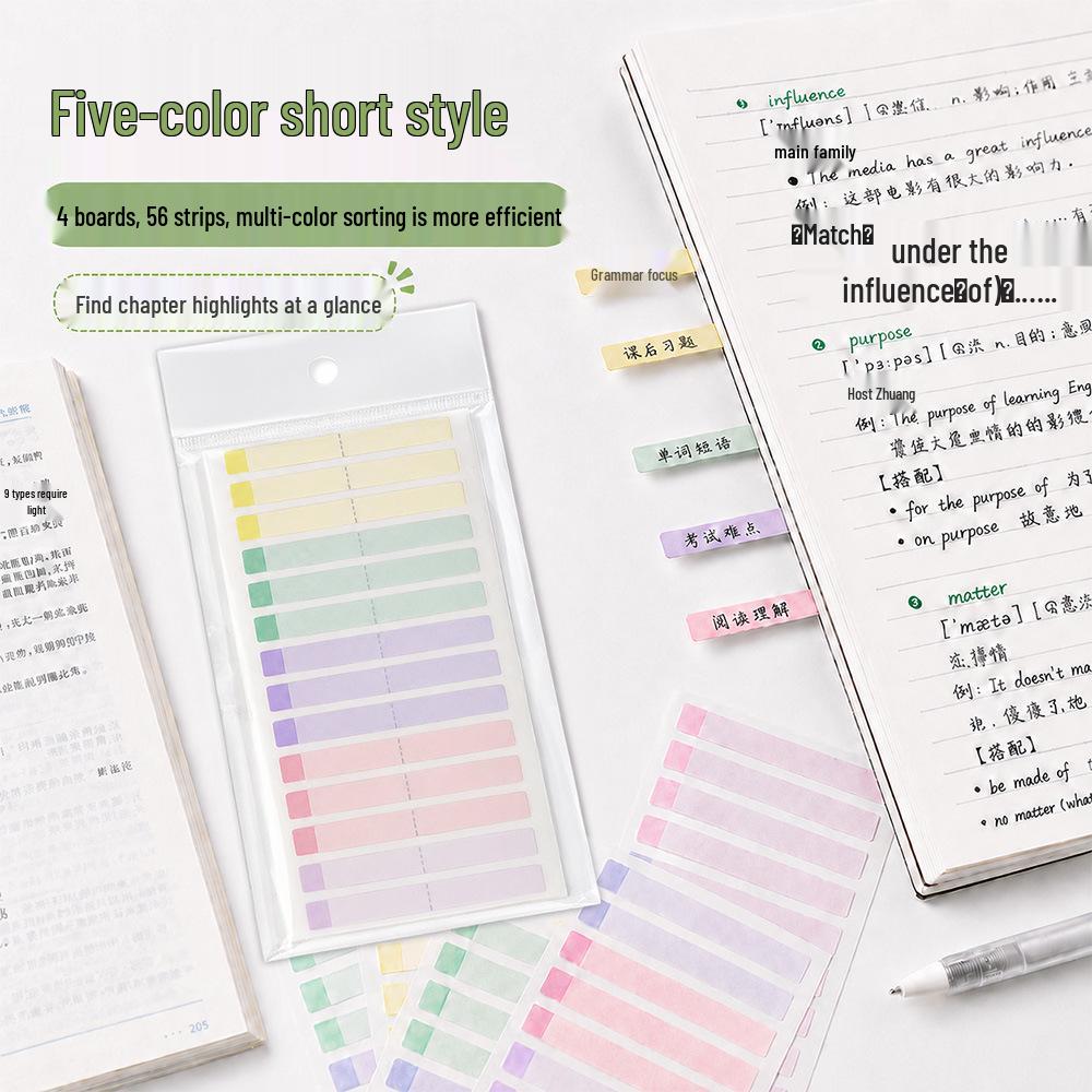 Gradient Morandi Waterproof Index Tabs: Long & Short for Student Notes & Key Item Classification