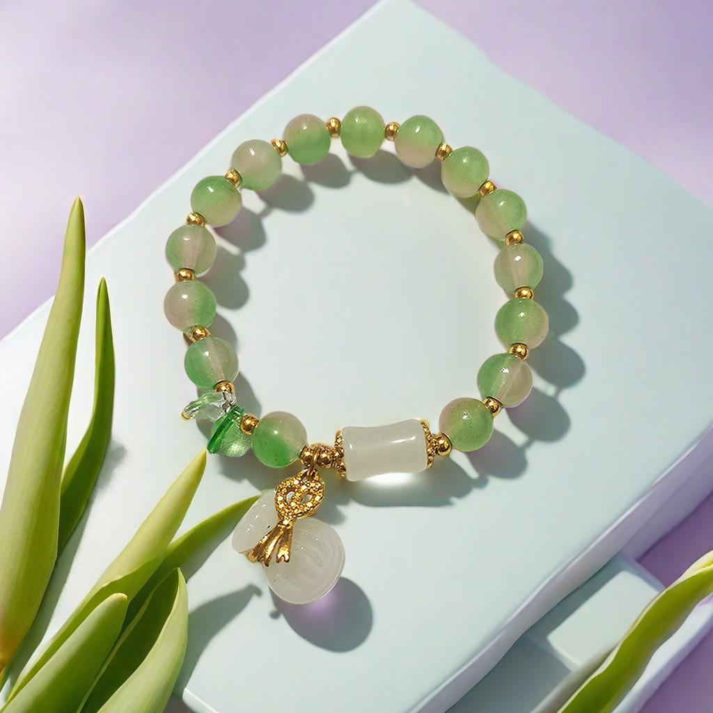 2025 Jadeite Green Jade Rabbit Bracelet: High-End Chinese Style, Year of the Snake, Elegant Women's Niche Beaded Design