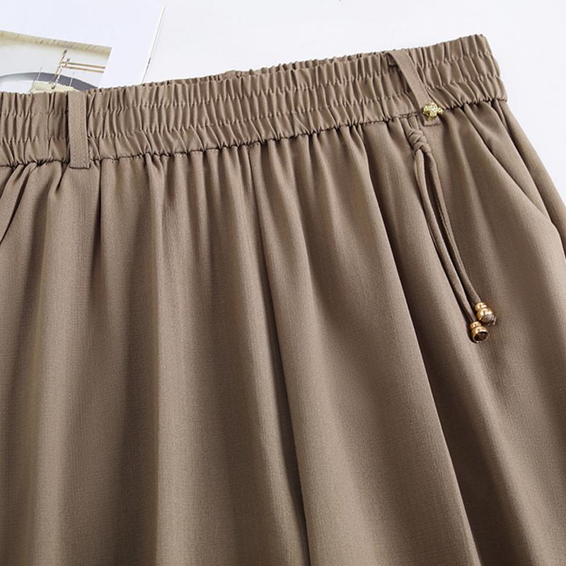 Women's Plus Size High Waist Straight-leg Cropped Pants – Elastic Waist Trousers (Sizes XL-6XL) for Summer
