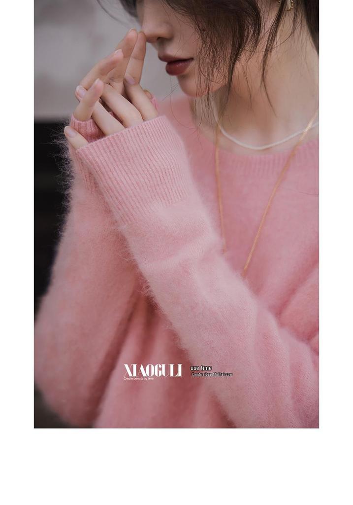 Women's Faux Fur Knit Sweater – Wool & Cashmere Base Layer for Autumn/Winter