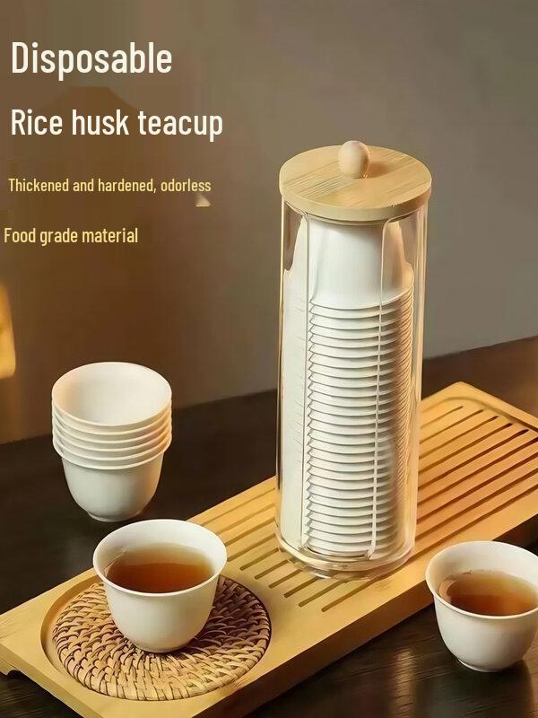 ZISIZ Disposable Rice Husk Kung Fu Tea Cup