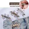 Adjustable Four-Leaf Clover Waist Cincher Button: Detachable Metal Buckle for No-Sew Jeans Fit Adjustment