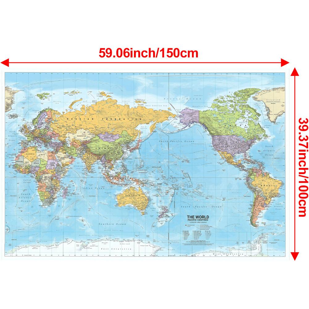 Polyester,Englische Karte-Weltkarte Politische Verteilung 2012 Jahr Wandhängendes Poster Dekor Reise-/Bildungsmaterialien