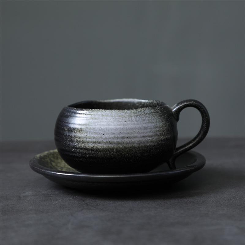 Retro Ceramic Cup Mug Style Simple Afternoon Tea Cup Creative Coarse Pottery Coffee Cup Saucer Set