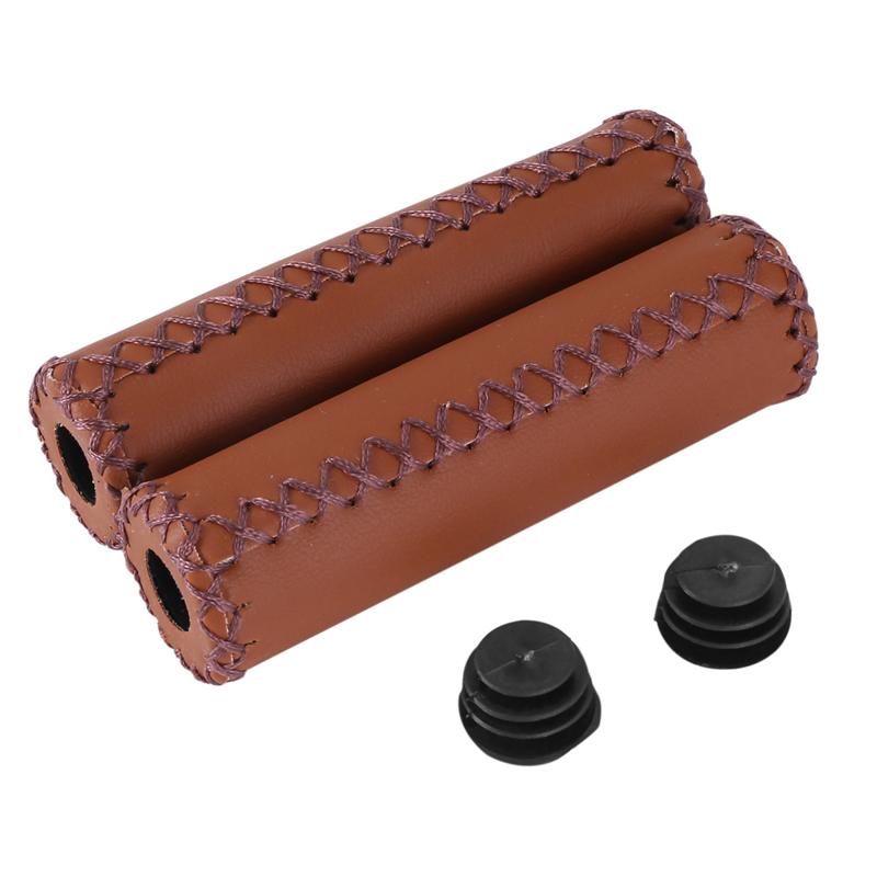 5 Pair Vintage Leather Bicycle Grips Grips Trekking Handlebars Cover Colour: Brown